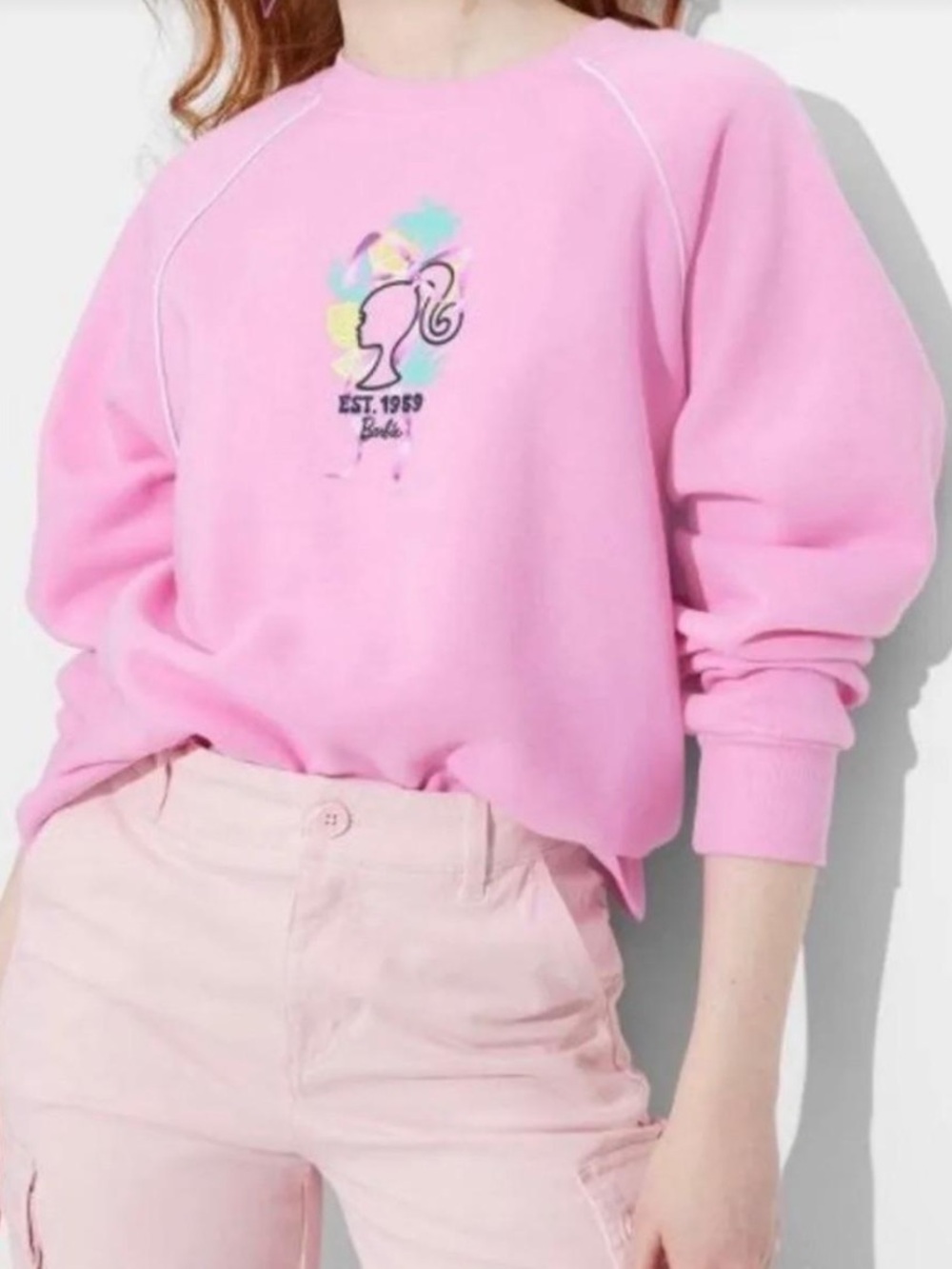Boho BARBIE Logo Crewneck crop, oversized small